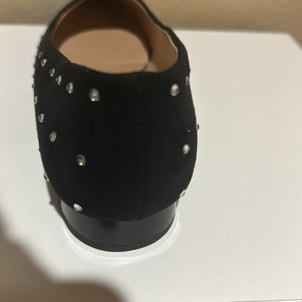Rouge! Rhinestone Flower Studded Flats - Black Suede size 8.5 - Picture 6 of 7